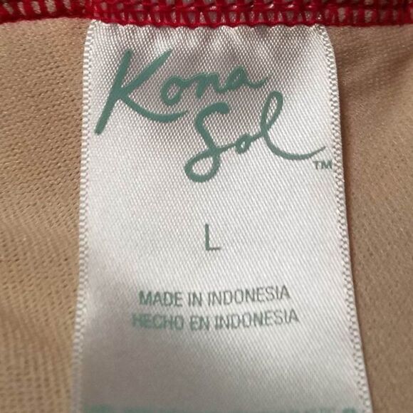 Kona Sol Swim Red Floral One Piece Swim Suit size large - Picture 2 of 12